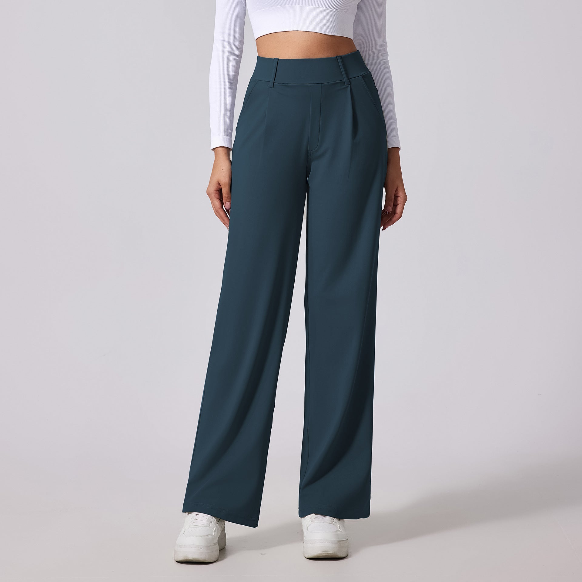 High-waisted designed to lift the buttocks Outdoor Casual Pocket Pants - Straight Leg Slimming Design